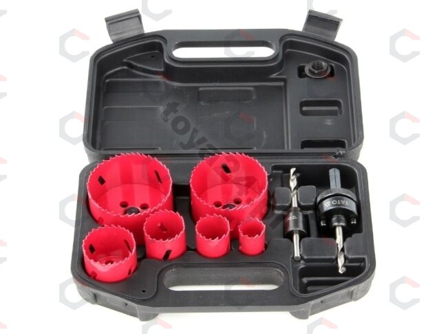 Bi-metall karūnų rinkinys 22, 29, 35, 44, 67 ir 73 mm 8 vnt, HSS M3 (YT-3380) 2 Bi-metall karūnų rinkinys 22, 29, 35, 44, 67 ir 73 mm 8 vnt, HSS M3 (YT-3380) 2