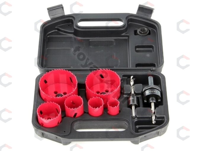 Bi-metall karūnų rinkinys 22, 29, 35, 44, 67 ir 73 mm 8 vnt, HSS M3 (YT-3380) 2 Bi-metall karūnų rinkinys 22, 29, 35, 44, 67 ir 73 mm 8 vnt, HSS M3 (YT-3380) 2