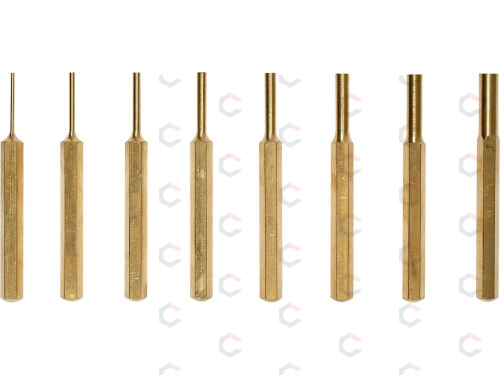 Bukų išmušėjų rinkinys – žalvariniai, šešiakampis profilis – 90 mm, 8 vnt (YT-47124) 2