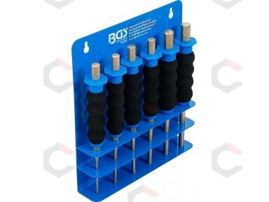 Bukų išmušėjų rinkinys | neslidi ergonomiška rankena | 180 mm | 3 - 8 mm | 6 vnt. (74591) Bukų išmušėjų rinkinys | neslidi ergonomiška rankena | 180 mm | 3 - 8 mm | 6 vnt. (74591)