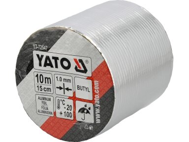 Butilinė remonto ir sandarinimo juosta su aliuminio folija, 150 mm × 10 m, 1 mm YATO (YT-72547)