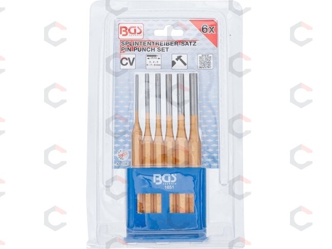 Bukų išmušėjų rinkinys | 150 mm | 3 - 8 mm | 6 vnt. (1651) 4 Bukų išmušėjų rinkinys | 150 mm | 3 - 8 mm | 6 vnt. (1651) 4