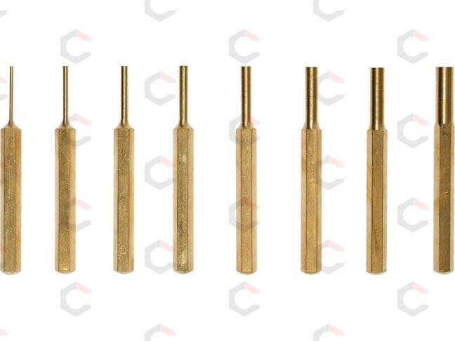 Bukų išmušėjų rinkinys – žalvariniai, šešiakampis profilis – 90 mm, 8 vnt (YT-47124) 2
