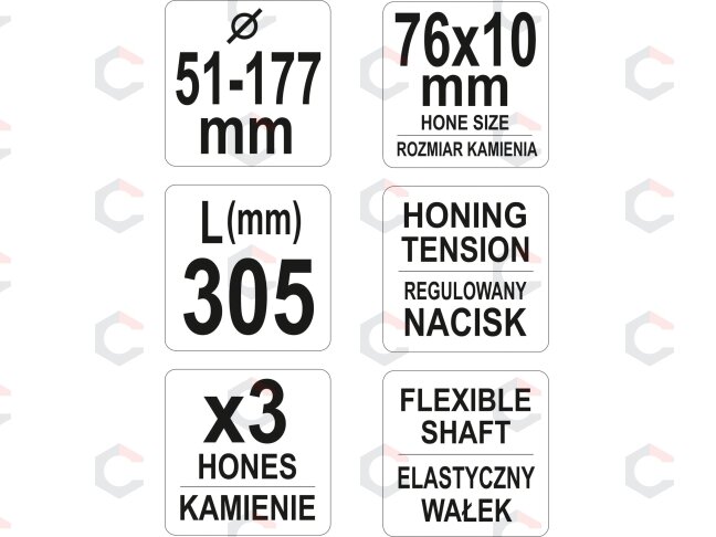 Cilindrų šveitiklis (Honas) 3-kojis | Ø 51 - 177 mm (YT-05812) 4 Cilindrų šveitiklis (Honas) 3-kojis | Ø 51 - 177 mm (YT-05812) 4