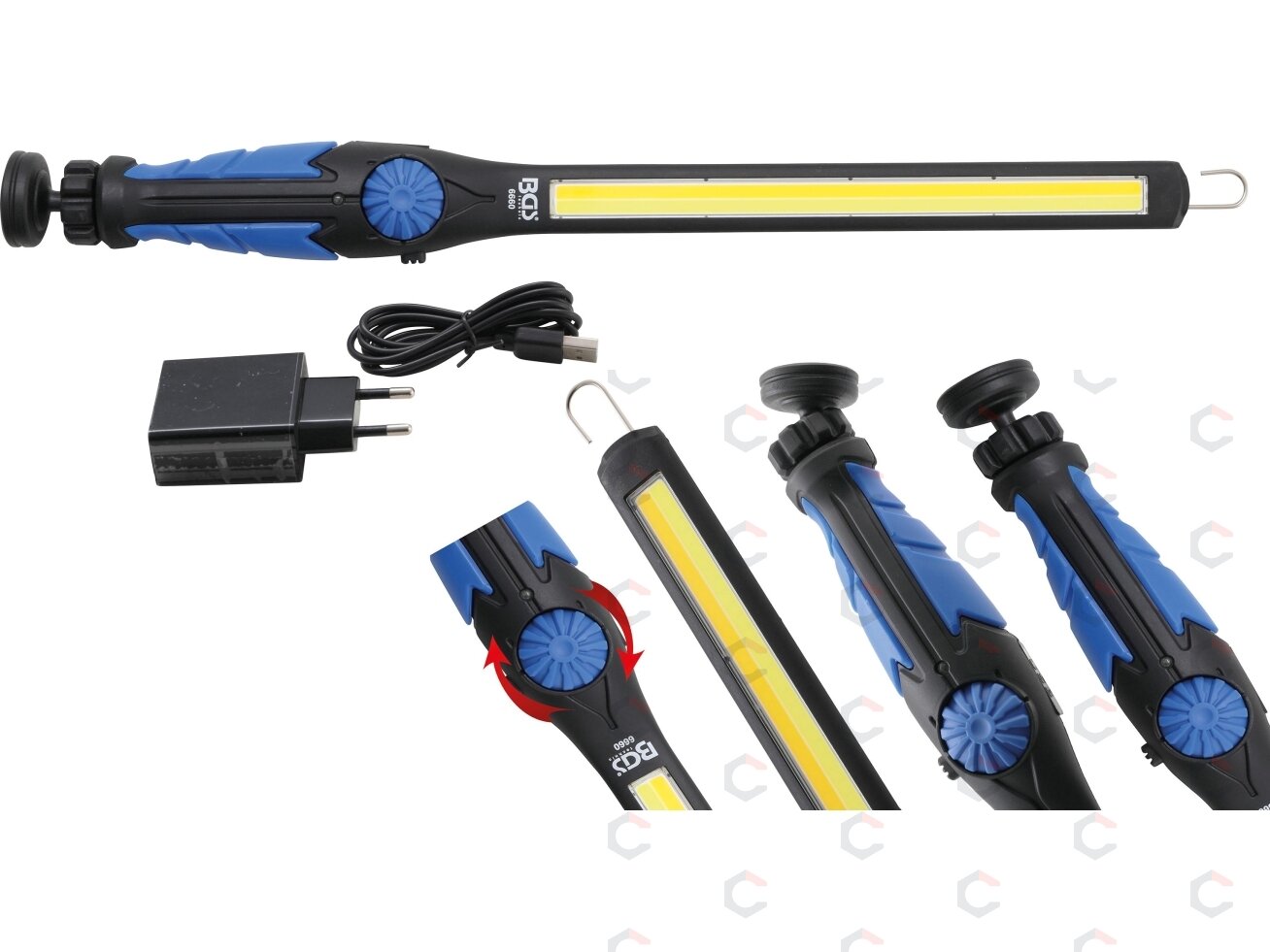 COB-LED / UV darbo lempa | baltas ir geltonas LED | itin plokščio tipo (6660) 10 COB-LED / UV darbo lempa | baltas ir geltonas LED | itin plokščio tipo (6660) 10