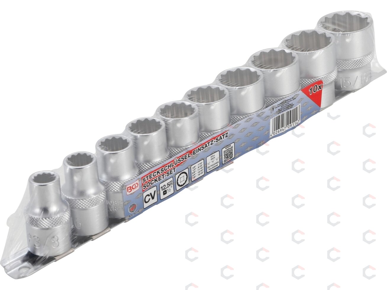 Colinių galvučių rinkinys 12 kampų | 12,5 mm (1/2") | 3/8" - 15/16"| 10 vnt. (9114) 2