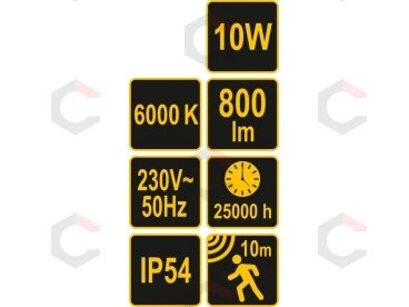 COB LED lempa su judesio davikliu 10W su diodu, 700LM (82845) 3 COB LED lempa su judesio davikliu 10W su diodu, 700LM (82845) 3