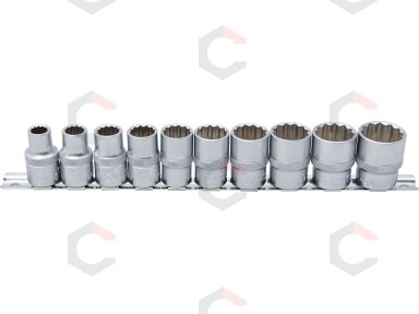 Colinių galvučių rinkinys 12 kampų | 12,5 mm (1/2") | 3/8" - 15/16"| 10 vnt. (9114) Colinių galvučių rinkinys 12 kampų | 12,5 mm (1/2") | 3/8" - 15/16"| 10 vnt. (9114)