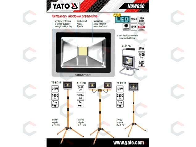 COB LED lempa su 0.7m - 1.7m stovu 20W, 1400 Liumenų (YT-81788) 7