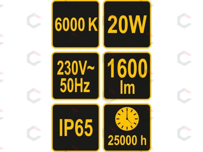 COB LED lempa 20W su diodu, 1600LM (82842) 3 COB LED lempa 20W su diodu, 1600LM (82842) 3