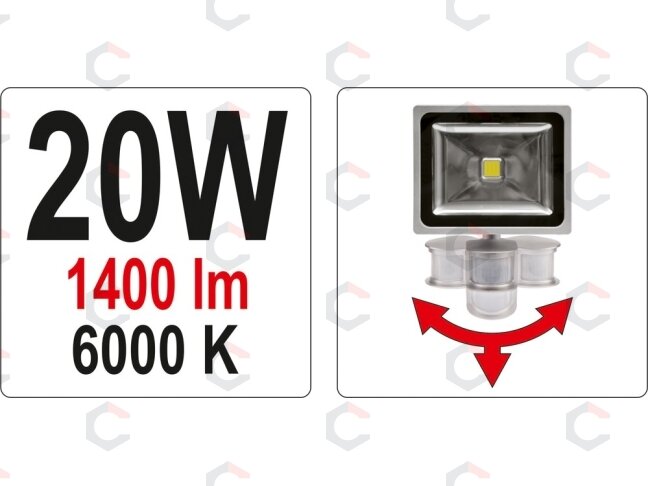 COB LED lempa su judesio davikliu 20W su diodu, 1400LM (YT-81798) 3 COB LED lempa su judesio davikliu 20W su diodu, 1400LM (YT-81798) 3
