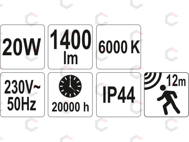 COB LED lempa su judesio davikliu 20W su diodu, 1400LM (YT-81798) 4 COB LED lempa su judesio davikliu 20W su diodu, 1400LM (YT-81798) 4