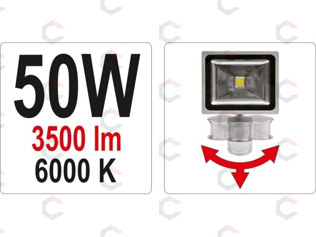 COB LED lempa su judesio davikliu 50W su diodu, 3500LM (YT-81807) 3 COB LED lempa su judesio davikliu 50W su diodu, 3500LM (YT-81807) 3