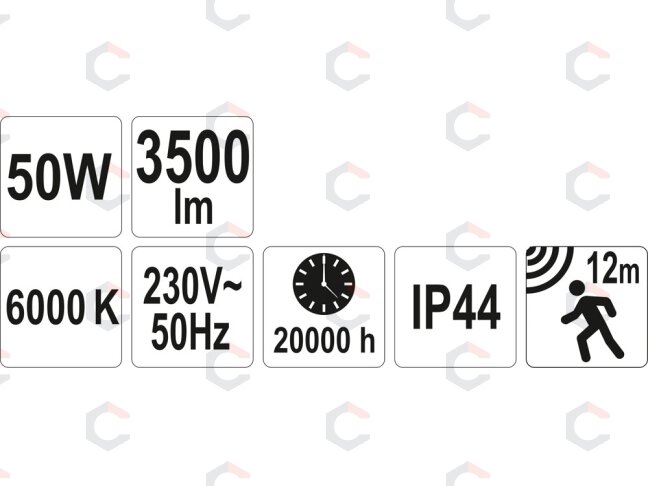 COB LED lempa su judesio davikliu 50W su diodu, 3500LM (YT-81807) 4 COB LED lempa su judesio davikliu 50W su diodu, 3500LM (YT-81807) 4