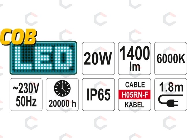 COB LED lempa su stovu | 20W | 1400 Liumenų (YT-81799) 4 COB LED lempa su stovu | 20W | 1400 Liumenų (YT-81799) 4