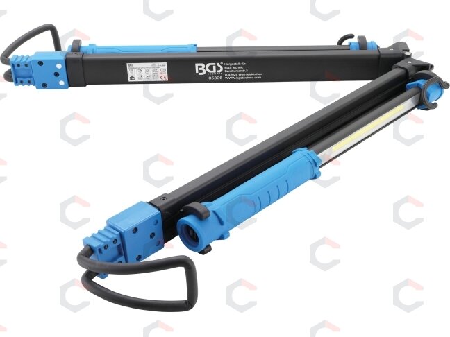 COB LED variklio dangčio lempa su akumuliatoriumi ir teleskopine juosta | 2 COB-LED nešiojamos darbo lempos (85306) 7