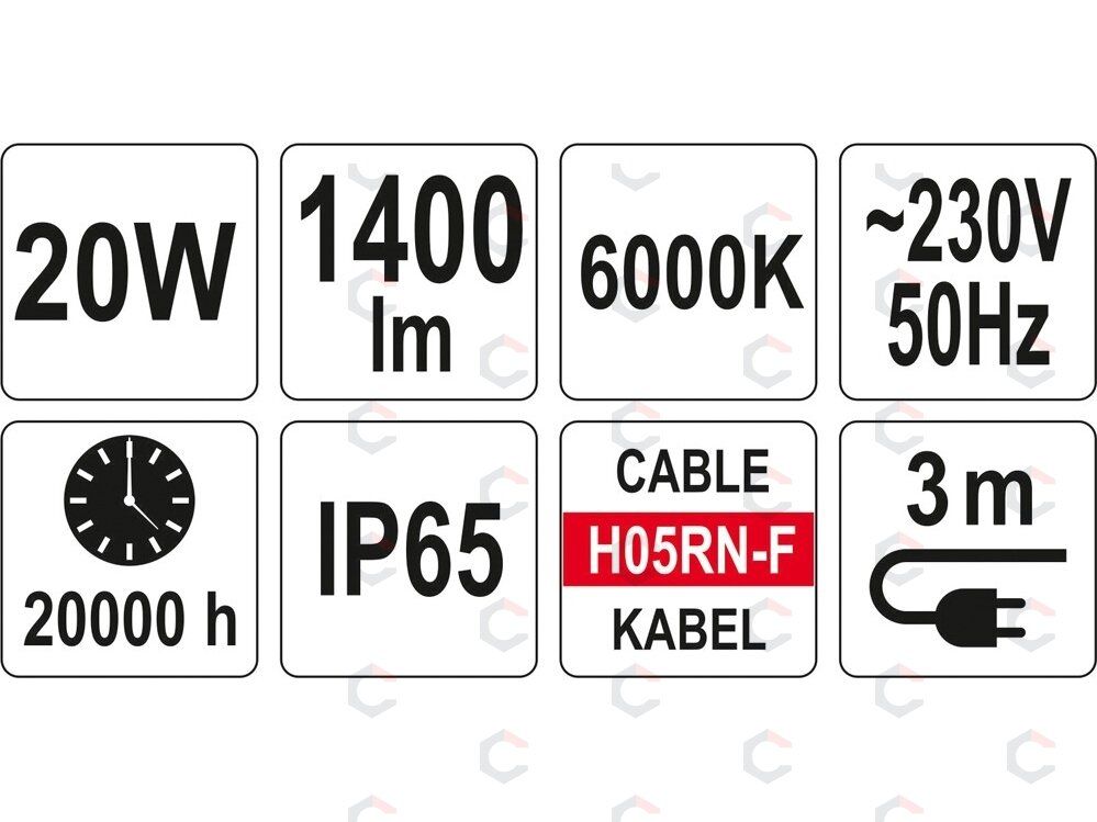 COB LED lempa su 0.7m - 1.7m stovu 20W, 1400 Liumenų (YT-81788) 4