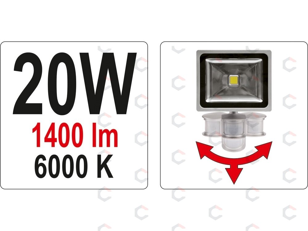 COB LED lempa su judesio davikliu 20W su diodu, 1400LM (YT-81798) 3 COB LED lempa su judesio davikliu 20W su diodu, 1400LM (YT-81798) 3