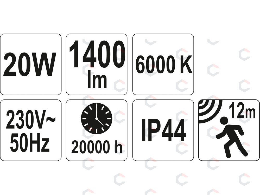 COB LED lempa su judesio davikliu 20W su diodu, 1400LM (YT-81798) 4 COB LED lempa su judesio davikliu 20W su diodu, 1400LM (YT-81798) 4
