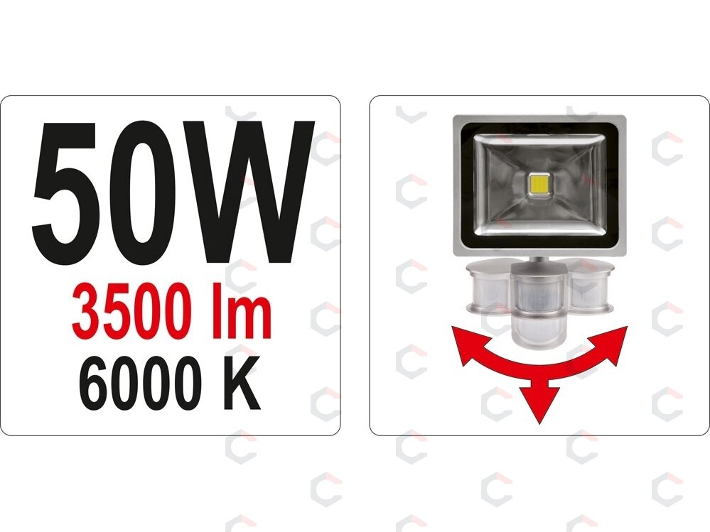 COB LED lempa su judesio davikliu 50W su diodu, 3500LM (YT-81807) 3 COB LED lempa su judesio davikliu 50W su diodu, 3500LM (YT-81807) 3