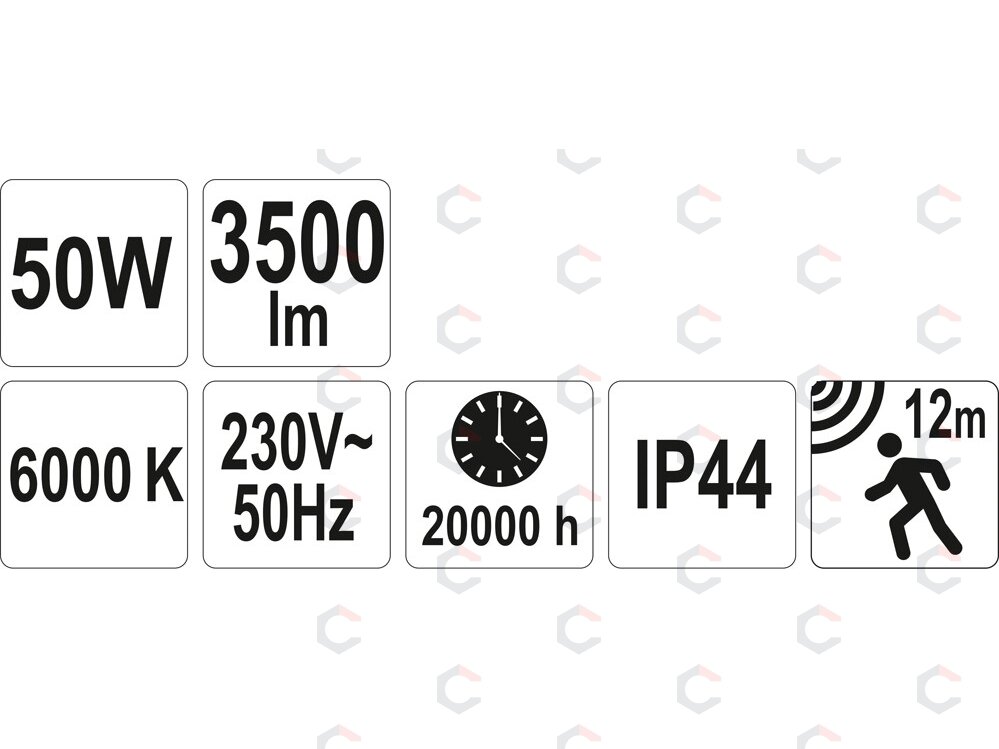 COB LED lempa su judesio davikliu 50W su diodu, 3500LM (YT-81807) 4 COB LED lempa su judesio davikliu 50W su diodu, 3500LM (YT-81807) 4
