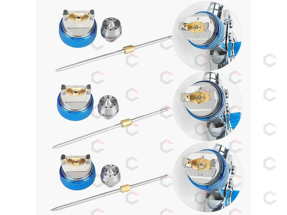 Dažymo pistoletas su aksesuarais | HVLP | 600 cm³ | Ø 1.4 mm / Ø 1.7 mm / Ø 2.0 mm (SG600S) 1 Dažymo pistoletas su aksesuarais | HVLP | 600 cm³ | Ø 1.4 mm / Ø 1.7 mm / Ø 2.0 mm (SG600S) 1