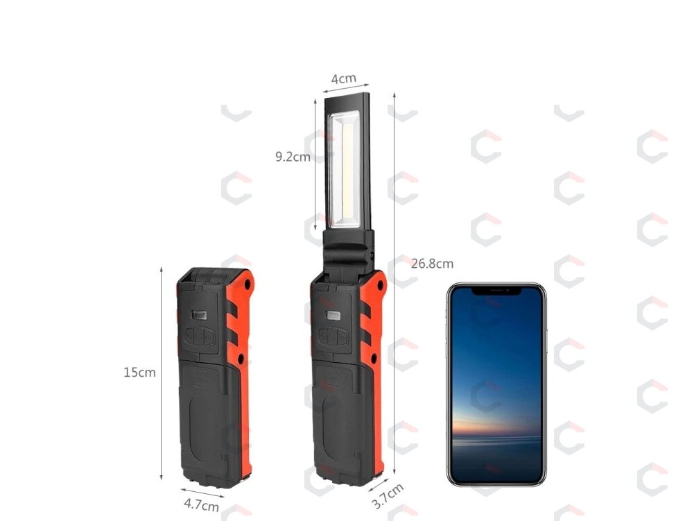 Darbo lempa akumuliatorinė | 2x3W LED | 200LM + 5W COB LED | 400LM (CWL5R) 1