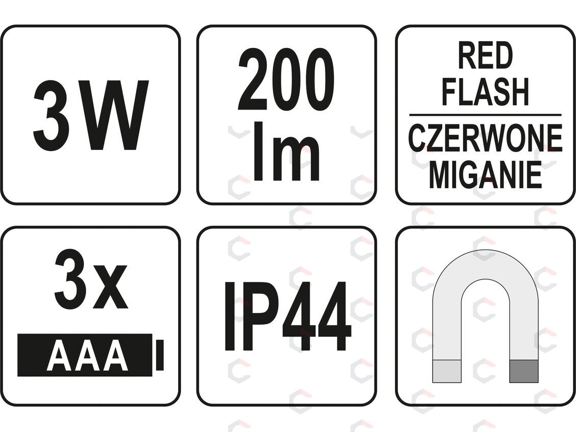 Darbo lempa | tušinuko tipo | 3 režimai | 200LM, COB LED, IP44 (YT-08511) 3 Darbo lempa | tušinuko tipo | 3 režimai | 200LM, COB LED, IP44 (YT-08511) 3