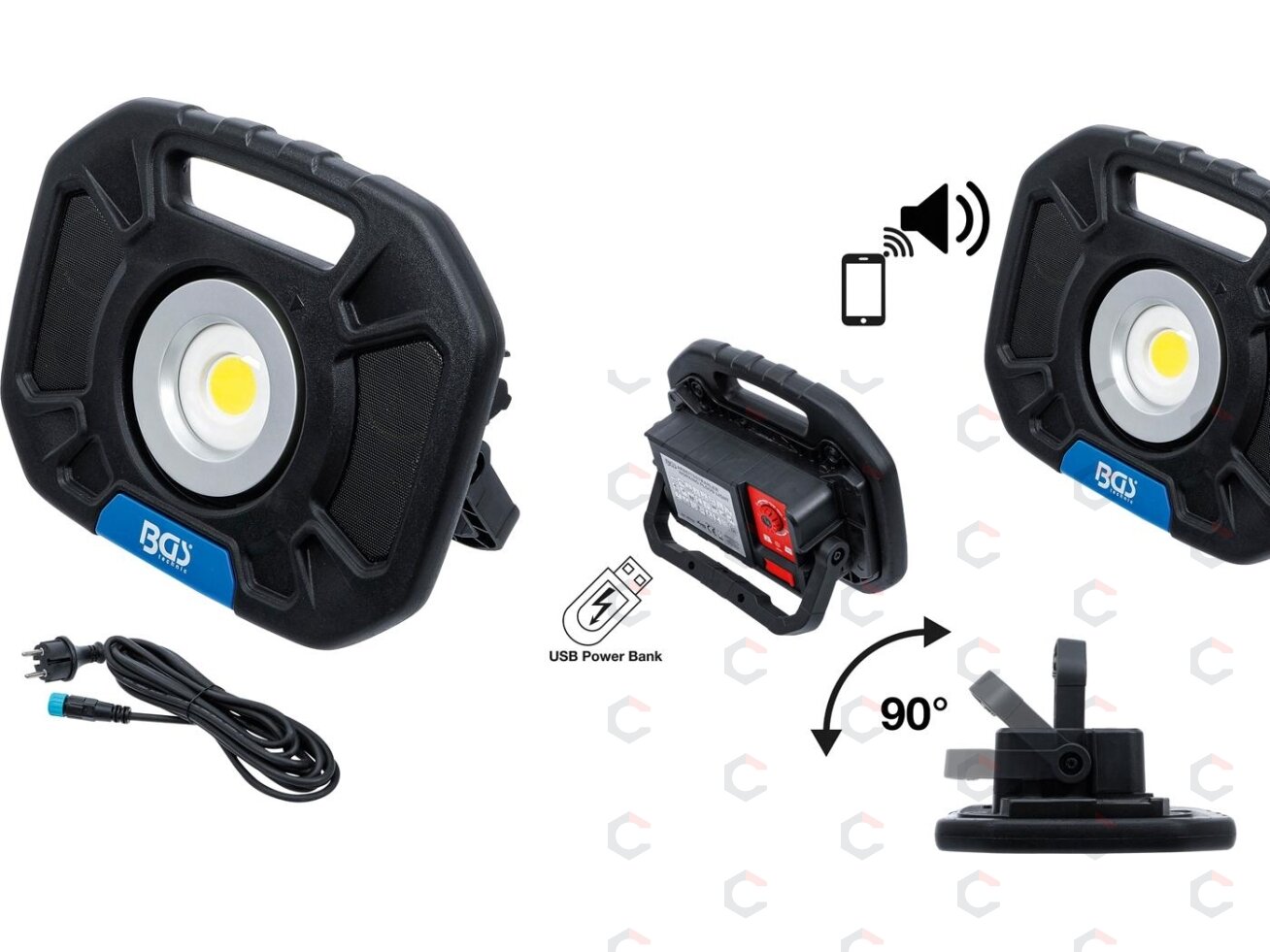 Darbo lempa | akumuliatorinė / powerbank | COB-LED | 40 W | su vidiniais garsiakalbiais (85332) 10 Darbo lempa | akumuliatorinė / powerbank | COB-LED | 40 W | su vidiniais garsiakalbiais (85332) 10