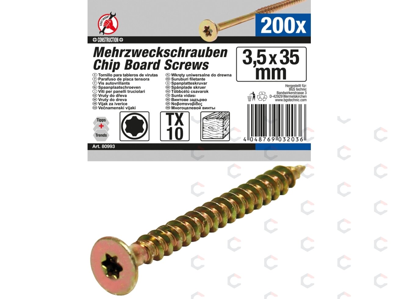 Daugiafunkciniai varžtai | T-Star (Torx) T10 | 3,5 x 35 mm | 200 vnt. (80993) Daugiafunkciniai varžtai | T-Star (Torx) T10 | 3,5 x 35 mm | 200 vnt. (80993)