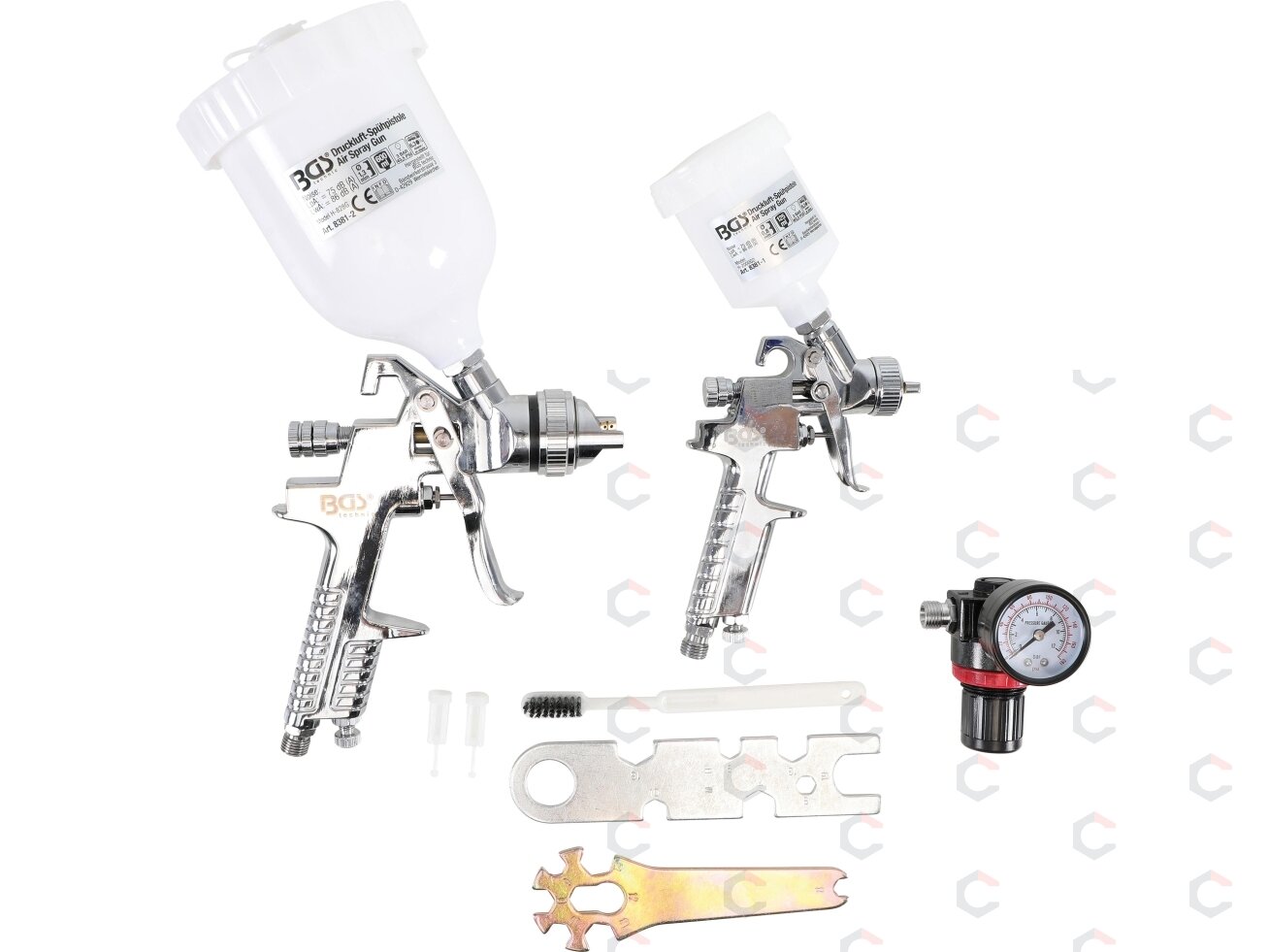 Profesionalus dažymo pistoletų rinkinys | HVLP sistema | 0.8 / 1.3 mm | 5 vnt. (8381) Profesionalus dažymo pistoletų rinkinys | HVLP sistema | 0.8 / 1.3 mm | 5 vnt. (8381)