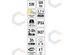 Darbo lempa akumuliatorinė | 500LM, LI-PO 3,7V 1500MAH (YT-08556) 7 Darbo lempa akumuliatorinė | 500LM, LI-PO 3,7V 1500MAH (YT-08556) 7