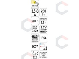 Darbo lempa akumuliatorinė | SMD LED 3,5W + 3W (YT-08508) 9 Darbo lempa akumuliatorinė | SMD LED 3,5W + 3W (YT-08508) 9