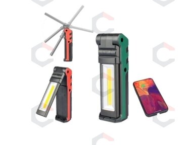 Darbo lempa akumuliatorinė | 2x3W LED | 200LM + 5W COB LED | 400LM (CWL5R) Darbo lempa akumuliatorinė | 2x3W LED | 200LM + 5W COB LED | 400LM (CWL5R)