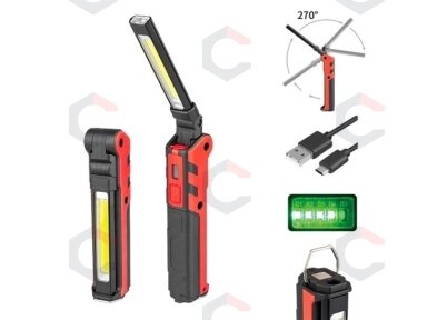 Darbo lempa akumuliatorinė | 3W LED | 150LM + 5W COB LED | 360LM (CWL5B) Darbo lempa akumuliatorinė | 3W LED | 150LM + 5W COB LED | 360LM (CWL5B)
