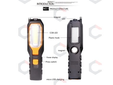 Darbo lempa akumuliatorinė | 5W COB LED | USB | 280+80 LM | su magnetiniu griebtuvu (YD-6302B) Darbo lempa akumuliatorinė | 5W COB LED | USB | 280+80 LM | su magnetiniu griebtuvu (YD-6302B)