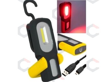 Darbo lempa akumuliatorinė + raudona šviesa | Li-Ion COB LED / USB (S560) Darbo lempa akumuliatorinė + raudona šviesa | Li-Ion COB LED / USB (S560)