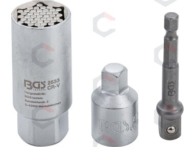 Daugiafunkcinė galvutė su adapterių rinkiniu | 10 mm (3/8") | 9 - 21 mm | 3 vnt. (92533)