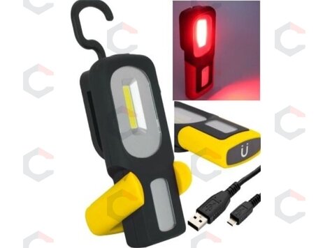 Darbo lempa akumuliatorinė + raudona šviesa | Li-Ion COB LED / USB (S560) Darbo lempa akumuliatorinė + raudona šviesa | Li-Ion COB LED / USB (S560)