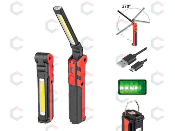 Darbo lempa akumuliatorinė | 3W LED | 150LM + 5W COB LED | 360LM (CWL5B) Darbo lempa akumuliatorinė | 3W LED | 150LM + 5W COB LED | 360LM (CWL5B)