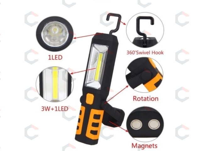 Darbo lempa akumuliatorinė | COB LED 3W-240Lm AKU Li-on 2800mAh (SK1510) 1