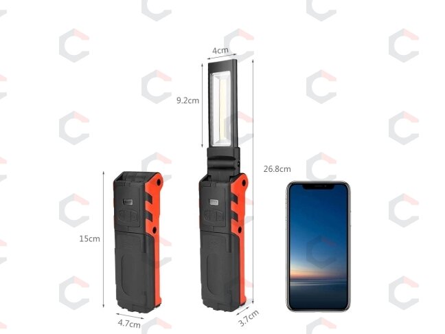 Darbo lempa akumuliatorinė | 2x3W LED | 200LM + 5W COB LED | 400LM (CWL5R) 1