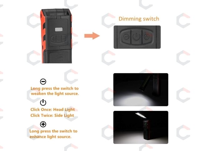 Darbo lempa akumuliatorinė | 2x3W LED | 200LM + 5W COB LED | 400LM (CWL5R) 5