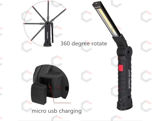 Darbo lempa akumuliatorinė | aluminis +ABS+Guma | 3W COB | USB (FD-8652)