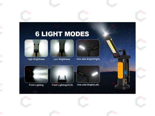 Darbo lempa akumuliatorinė | COB chip + CREE XPG | 2 COB | 1200 lm (PWL2M) 10 Darbo lempa akumuliatorinė | COB chip + CREE XPG | 2 COB | 1200 lm (PWL2M) 10