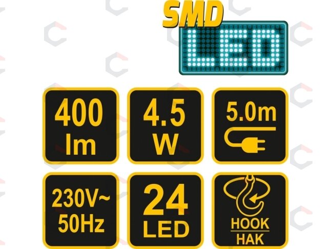 Dirbtuvinė LED lempa su laidu SMD 4,5 W (82706) 3 Dirbtuvinė LED lempa su laidu SMD 4,5 W (82706) 3