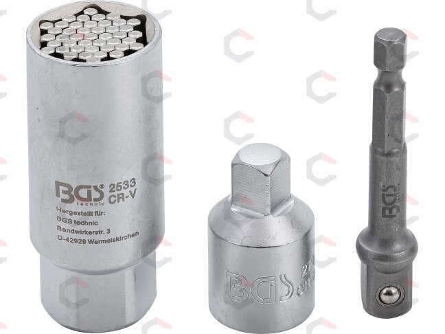 Daugiafunkcinė galvutė su adapterių rinkiniu | 10 mm (3/8") | 9 - 21 mm | 3 vnt. (92533) Daugiafunkcinė galvutė su adapterių rinkiniu | 10 mm (3/8") | 9 - 21 mm | 3 vnt. (92533)