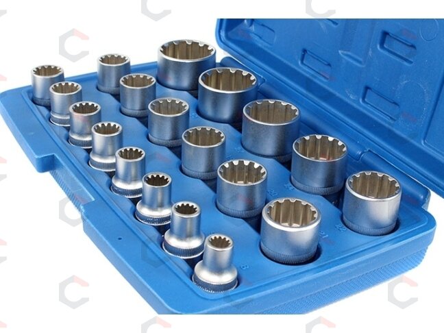 Daugiafunkcinių galvučių rinkinys Spline | 12,5 mm (1/2") | 8-32 mm | 19 vnt. (KR121019) 3 Daugiafunkcinių galvučių rinkinys Spline | 12,5 mm (1/2") | 8-32 mm | 19 vnt. (KR121019) 3
