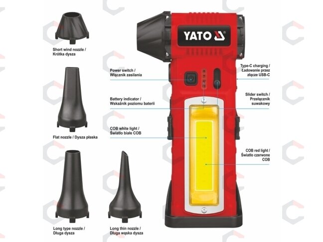 Daugiafunkcis turbo oro pūstuvas | 110000 aps./min | 4000 mAh | LED COB (YT-82937) 13 Daugiafunkcis turbo oro pūstuvas | 110000 aps./min | 4000 mAh | LED COB (YT-82937) 13