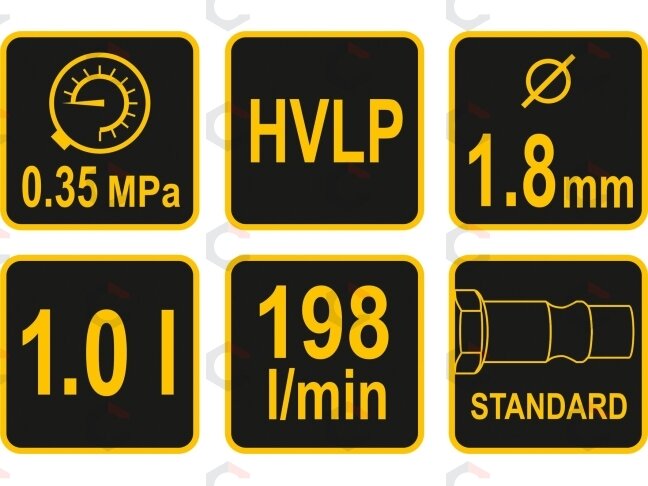 Dažymo pistoletas | apatinis bakelis | HVLP / 1000 ml | Ø1.8 mm (80903) 2 Dažymo pistoletas | apatinis bakelis | HVLP / 1000 ml | Ø1.8 mm (80903) 2